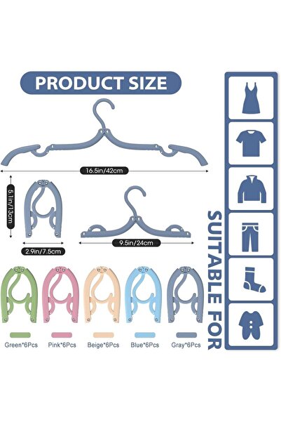 Choice مجموعة من 5 قطع من 30 قطعة من شماعات السفر المحمولة القابلة للطي والمنظم، مصنوعة من البلاستيك للسفر