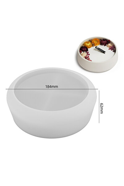 Choice قالب سيليكون على شكل وعاء دائري كبير باللون الرمادي الفاتح، قالب شمعة أسمنتي خرساني، قالب شمعة عطرية