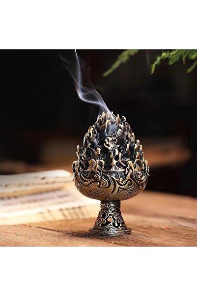 Choice flame1pcs Retro style mini Boshan incense burner with complex dragon and flame design for home decor