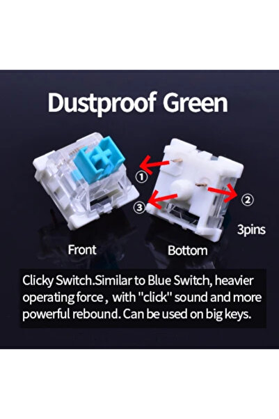 GGBEE 10 قطع من مفاتيح Outemu الخضراء المقاومة للغبار للوحة المفاتيح، 3 دبابي...