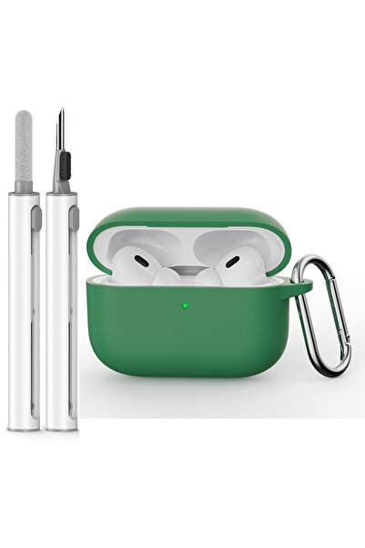 Choice غطاء حماية لجهاز AirPods Pro 3 باللون الأخضر الصنوبري مع مجموعة تنظيف،...