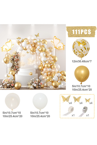 Choice كما هو موضح 1 قوس إكليل بالونات من الذهب الأبيض من قصاصات ورقية من الل...