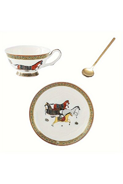 Choice 220 مل أبيض، مجموعة واحدة، فنجان شاي وصحن مع ملعقة، فنجان قهوة وصحن من الخزف العظمي، كوب شرب