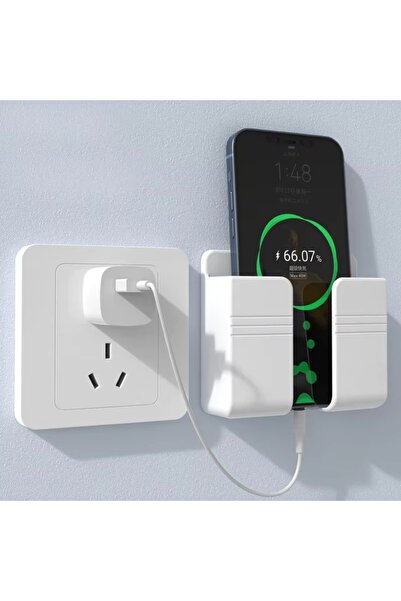 Choice حامل هاتف يثبت على الحائط باللون الأبيض، حامل شحن للهواتف المحمولة بدو...