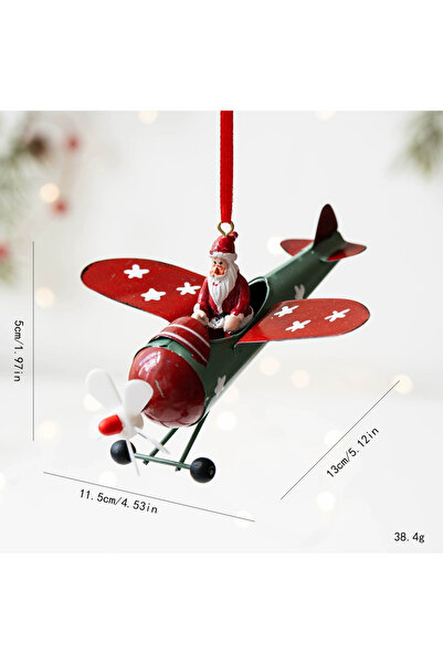 Choice قلادة عيد الميلاد المصنوعة من الحديد باللون الأزرق الداكن بتصميم عتيق على شكل طائرة سانتا كلوز معلقة على شجرة عيد الميلاد