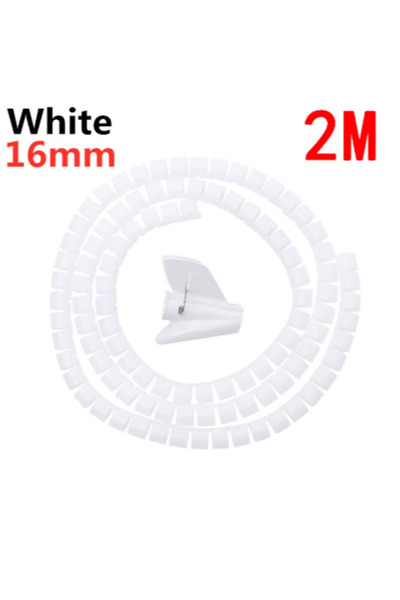 Choice 16mm 2M White 2M 16mm Flexible Spiral Computer Cord Protective Tube Clip Cable Organizer Management