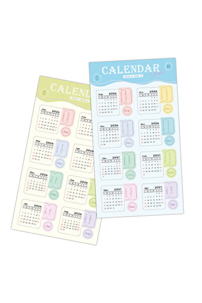 Choice ورقتان من ملصقات تقويم 2026 الملونة والجمالية، مع علامات تبويب زخرفية ...
