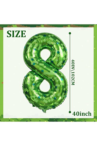 Choice بالون فويل عملاق أخضر اللون على شكل رقم 8، مقاس 40 بوصة، بتصميم مستوحى...