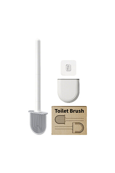 Choice فرشاة حمام من السيليكون الأبيض مثبتة على الحائط بمقبض طويل وفرشاة تنظي...