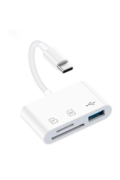 Choice قارئ بطاقات USB 3 في 1 باللون الأبيض، محول OTG لـ SD/TF، نقل بيانات سر...