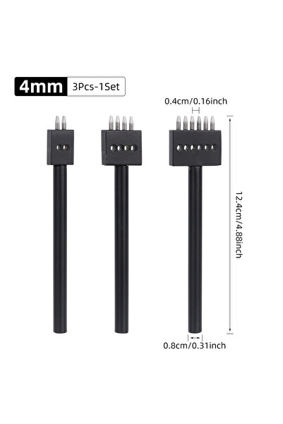 Choice 4MM-3PCS-1SET 2/4/6 Prongs Leather Hole Punching Tool, DIY Round Stitching Punch for Sewing, Carving