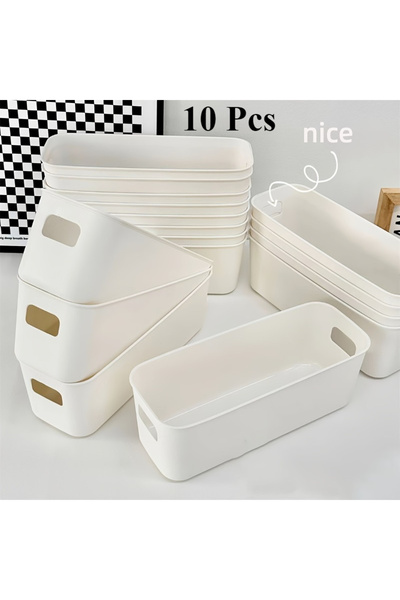 Choice 10pcs 10Pcs Classic Style Plastic Storage Bins with Lids - Organizer Cosmetic Makeup Tools Desktop S
