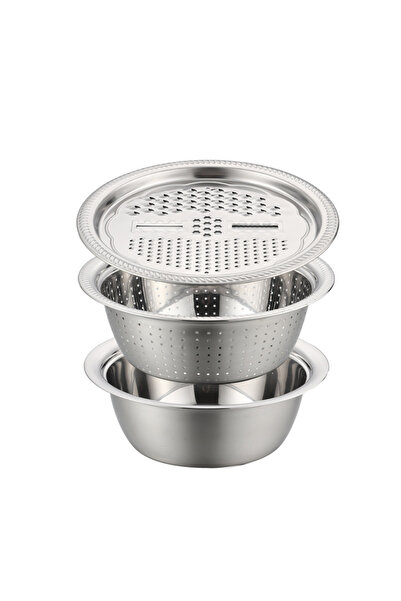 Choice silvery 3 in 1 Stainless Steel Vegetable Strainer Slicer Cutter Grater...