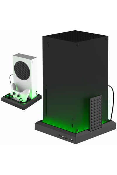 Choice حامل إضاءة RGB أسود لوحدة تحكم Xbox Series X/S مع 3 منافذ USB وقاعدة L...