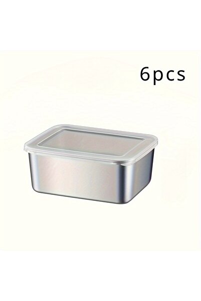 Choice 6pcs 1/3/6pcs Storage Containers, Stainless Steel Fresh-keeping Box with Lid, Leak Proof and Stackab