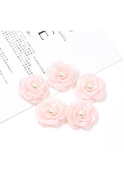 Choice 3 قطع وردية 3/5 قطع من الزهور الاصطناعية رأس زهرة حريرية وهمية مع خرز ...