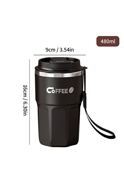WORTHBUY Choice 401-500ml Black With Straw Double-Walled Insulated Milk Coffe...