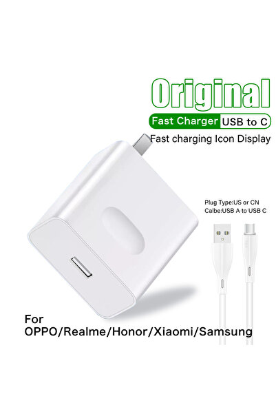 Choice أضف كابل 1 متر شاحن حائط USB سريع الشحن QC3.0 SuperVooc كابل Type C AFC توربو قابس الهاتف لـ H