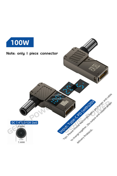 Choice 7.4X5.0mm (for Dell) 65W 90W 100W USB Type C PD to Laptop Computer Notebook Power Adapter Converte