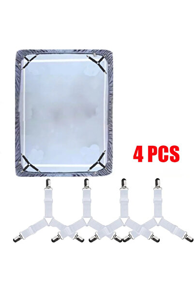 Choice A-white 4pcs Bed sheet anti slip fastener, tablecloth, sofa cushion, e...