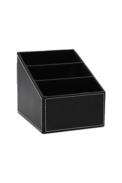 Choice Black PU Leather Remote Control Holder Desktop Organizer Storage Box For TV Guide Mail Phone Office