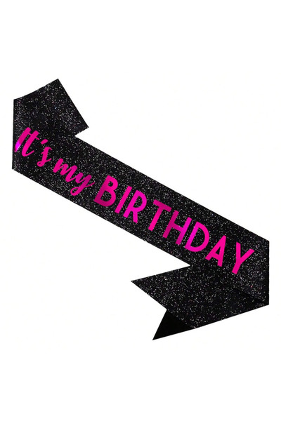 Choice Black pink It's My Birthday Sash with Rose Gold Foil Soft Satin White ...