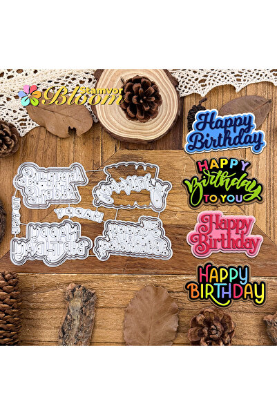 Choice قوالب قطع معدنية أصلية رائعة بعبارة "عيد ميلاد سعيد" وقصاصات ورقية ونق...