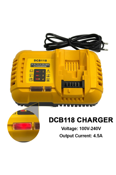 Choice شاحن سريع لبطاريات الليثيوم أيون DCB118 بجهد 12 فولت، 14.4 فولت، 18 فو...