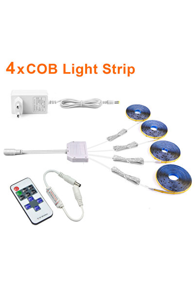 Choice قابس طاقة أوروبي بطول 2 متر، أبيض دافئ، 4 أشرطة COB، 1-6 قطع من شريط م...