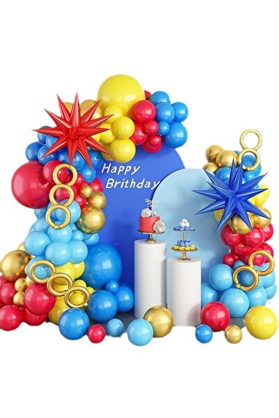 Choice 10inch HG9007 114 Pieces of Red, Blue, Yellow Balloons, Metal Strip Ba...