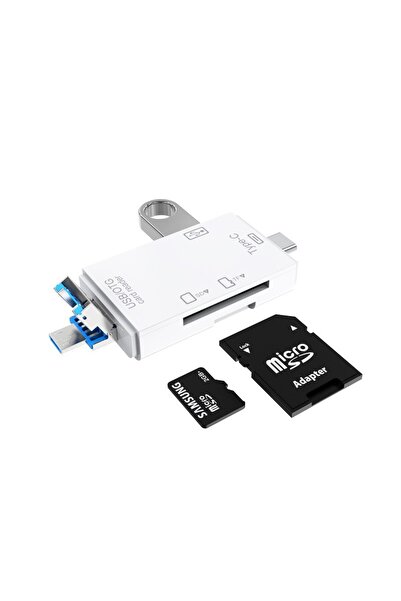 Choice قارئ بطاقات متعدد الوظائف 6 في 1 أبيض للكمبيوتر المحمول محول OTG TF SD تحويل الكاميرا USB3.0