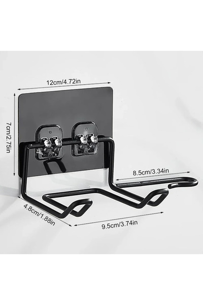 Choice حامل مجفف الشعر الأسود المثبت على الحائط، تركيب بدون مسامير، رف منظم ل...