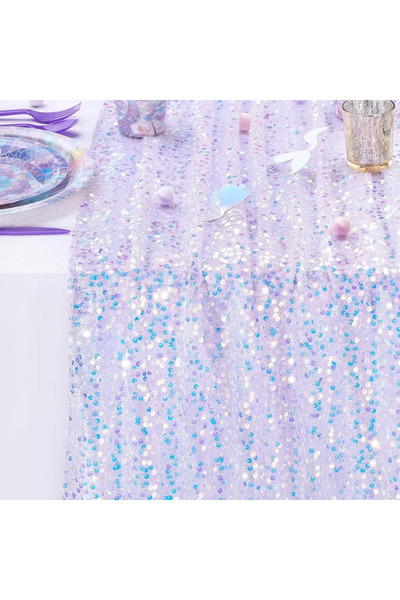 Choice مفرش طاولة لامع أرجواني لامع من الترتر مقاس 30×275 سم، لتزيين طاولة طعام الزفاف الناعمة للعروس