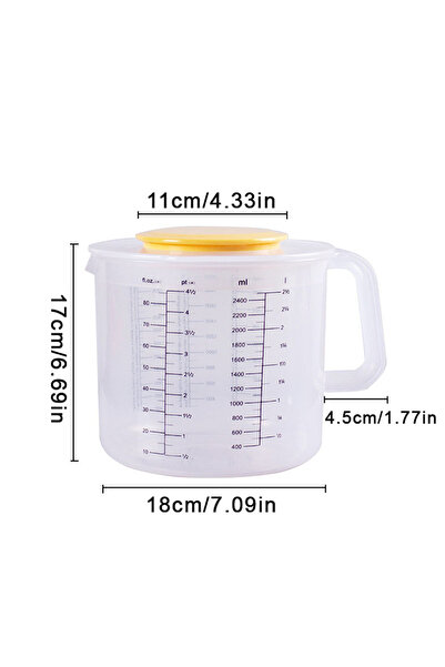 Choice كوب قياس للخبز بسعة كبيرة 2.5 لتر، وعاء خلط أدوات المطبخ بمقياس 2.5 لتر مع غطاء شفاف