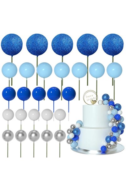 Choice Blue series 50pcs Blue Series Ball Cake Topper Sequin Foam Ball for Ca...