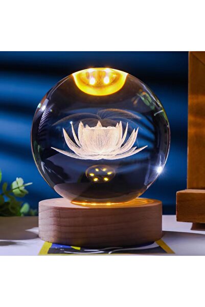 Choice Lotus 1pc 3D Lotus crystal ball color laser engraving night light, hol...