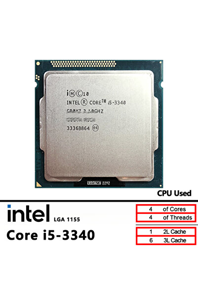 Intel Core i5-3340 Used i5 3340 3.1 GHz L2=1M L3=6M 77W A 1155