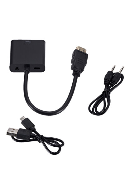 Choice محول HDMI إلى VGA أسود مع كابلين مع كابل صوت 3.5 مم ذكر إلى أنثى محول ...