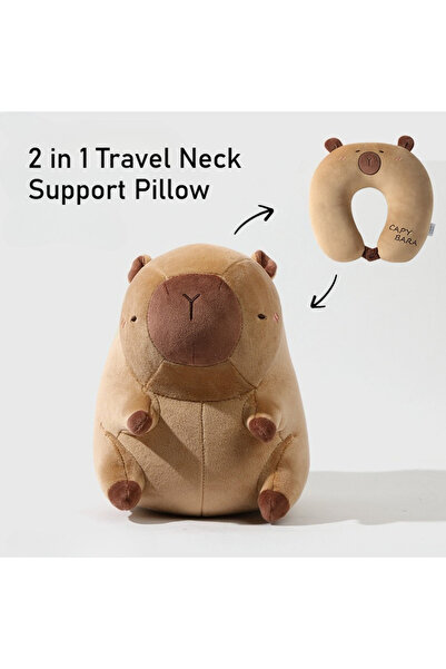 Choice Style 1 Portable Kawaii Capybara U-shaped Plush Pillow 2 in 1 Travel Neck Support Pillow Cute Plush