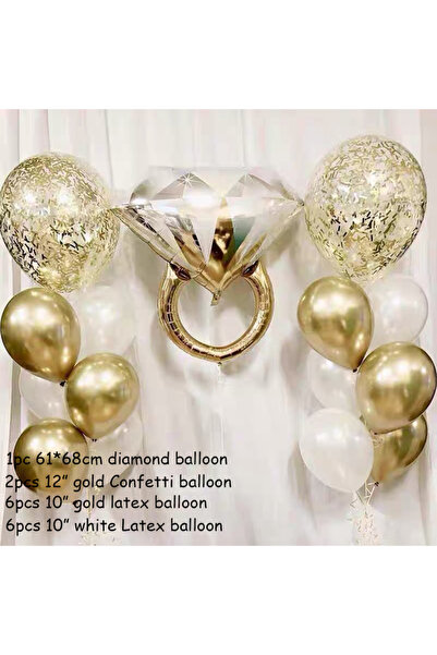 Choice Other 15pcs Mr&Mrs LOVE Balloon Rose Gold Diamond Ring Foil Balloons P...