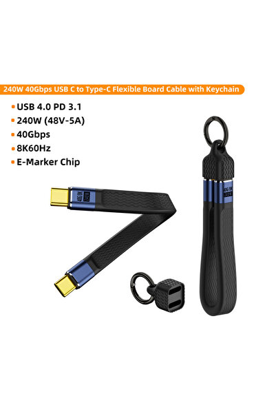Choice 240W YSK HS USB 4 Cable Portable Keychain 240W USB C Charging Cable 40Gbps Data Transfer Thunderbolt
