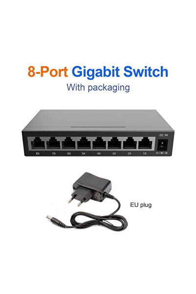 Choice موزع شبكة جيجابت إيثرنت 8 منافذ بمقبس أوروبي 5/8 منافذ بسرعة 10/100/1000 ميجابت في الثانية، موزع إنترنت، RJ4