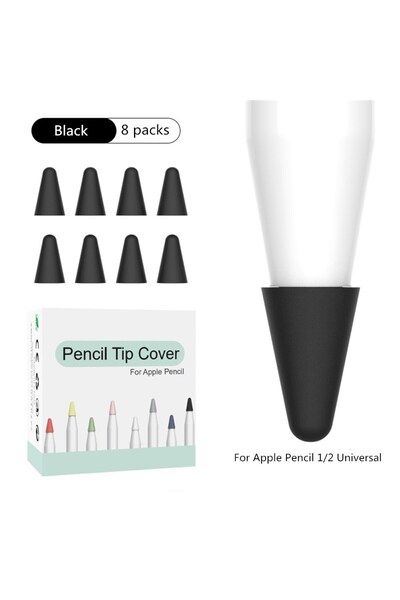 Choice غطاء حماية لطرف القلم غير قابل للانزلاق، 8 قطع باللون الأسود، لقلم الرصاص الاحترافي من الجيل 1/2، طرف القلم السيليكوني.