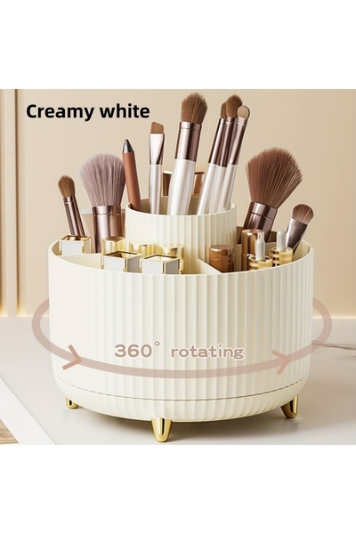 DUTRIEUX منظم فرش المكياج ذو الخمس حجرات، ذو دوران 360 درجة، باللون الأبيض ال...