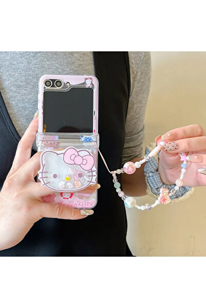 Miniso For Samsung ZFilp 7 With Lanyard Stand Holder Cute Cartoon Sanrio Hello Kitty Phone Case For Z Fli