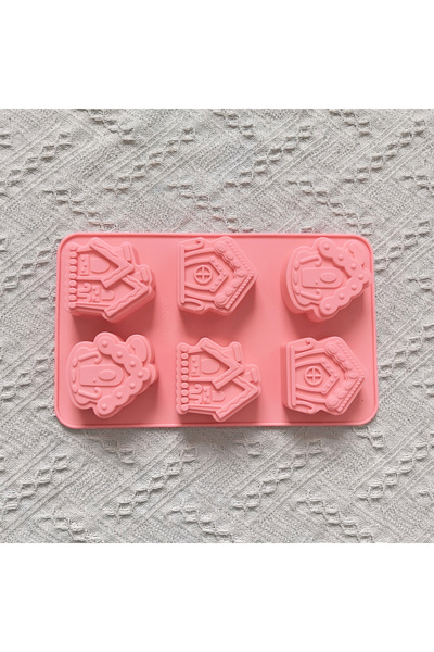 Choice قالب خبز سيليكون ثلاثي الأبعاد على شكل بيت خبز الزنجبيل لعيد الميلاد، 6 تجاويف، منزل ريفي مريح، شوكولاتة