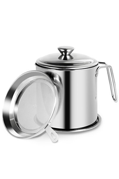 Choice 1.8L C Oil Filter Pot Stainless Steel Oil Strainer Pot with Fine Mesh ...