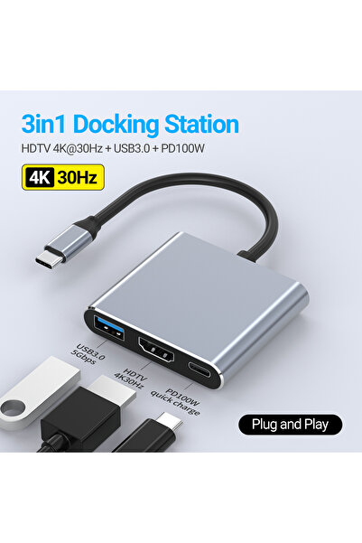 Choice محول كابل 3 في 1 من USB-C إلى HDMI 3 في 1 لأجهزة iPad وMac وNS USB 3.1...
