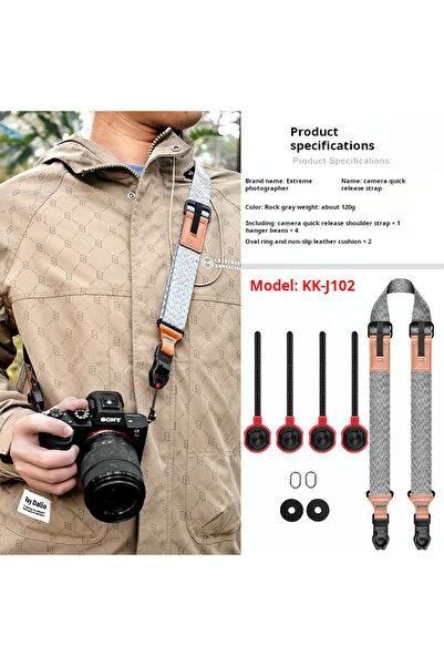 Choice حزام كاميرا KK-J102 مناسب لكاميرات كانون ونيكون وفوجي ولايكا وحزام كتف...