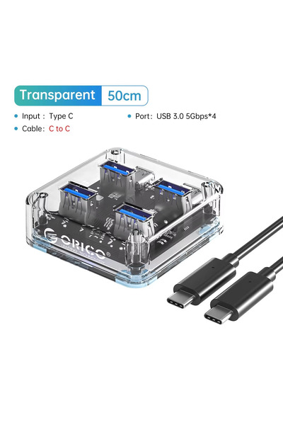 choice2 موزع USB-C متعدد المنافذ من أوريكو، 5 جيجابت في الثانية، بطول 50 سم، ...